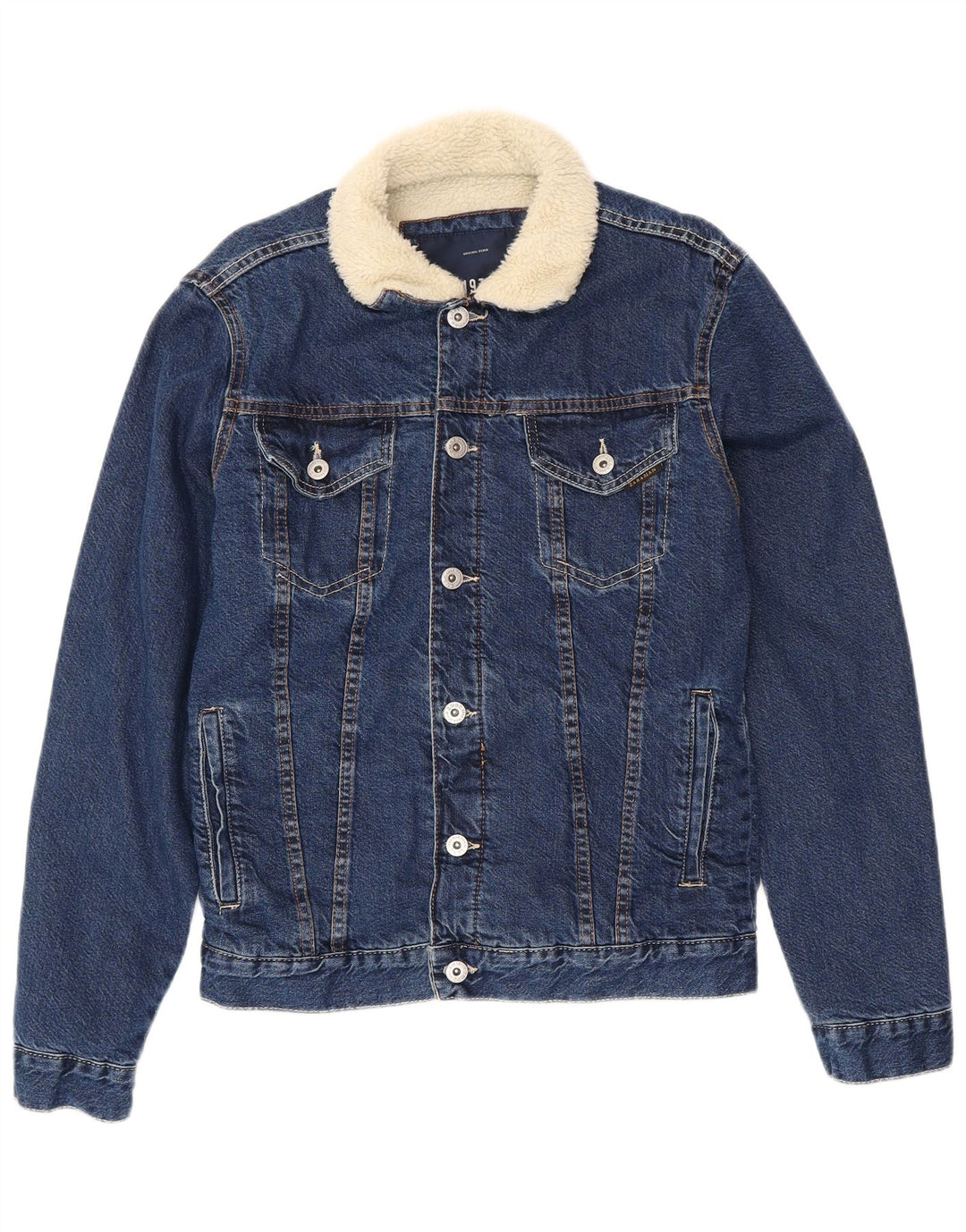 Męska kurtka dżinsowa ZARA Sherpa UK 40, duża, granatowa, bawełniana