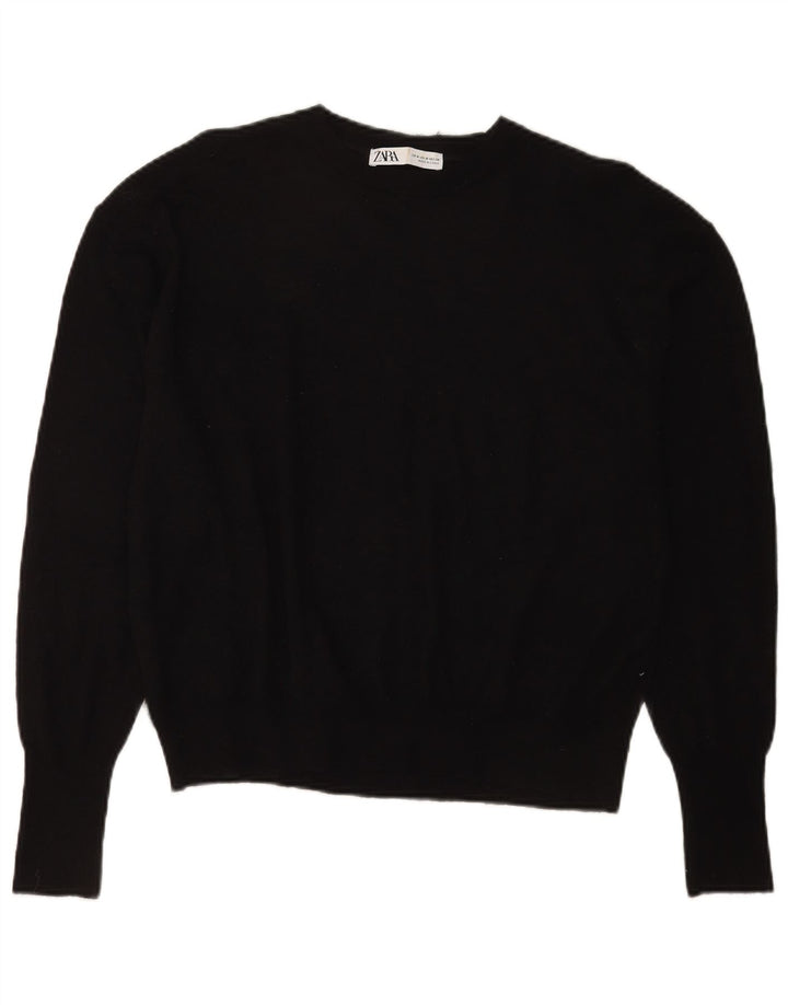 Damski sweter oversize z dekoltem w łódkę Zara UK 14, średni czarny