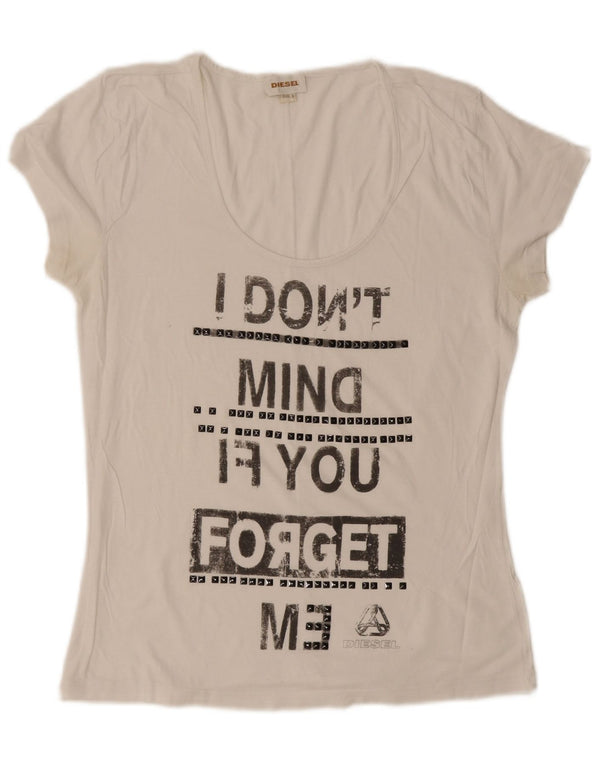 Damska koszulka z grafiką Diesel Top UK 14, duża, biała