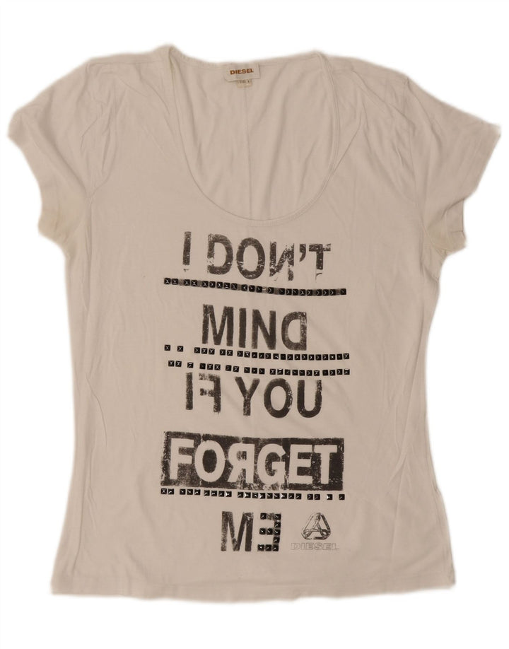 Damska koszulka z grafiką Diesel Top UK 14, duża, biała