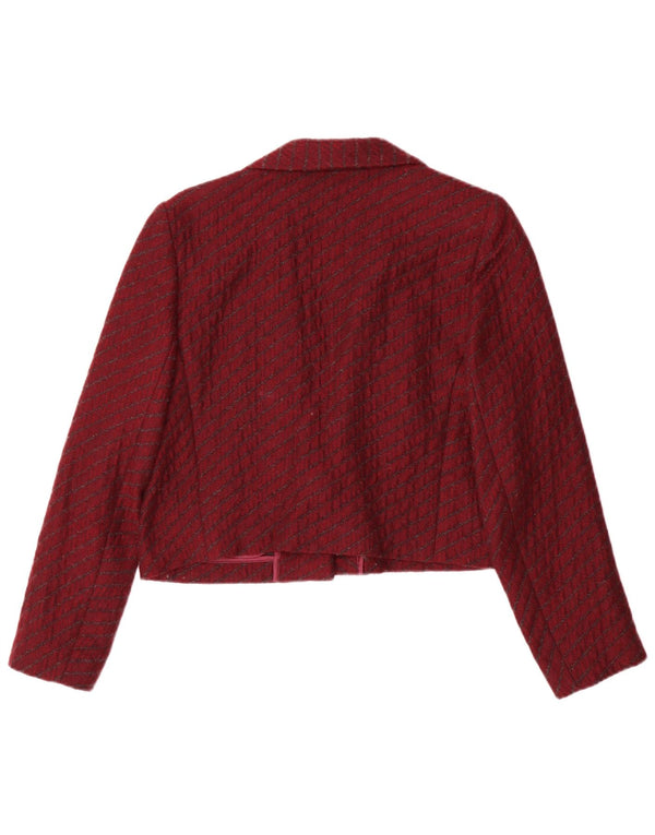 Vintage damska marynarka zapinana na 1 guzik IT 44 w średnie bordowe paski