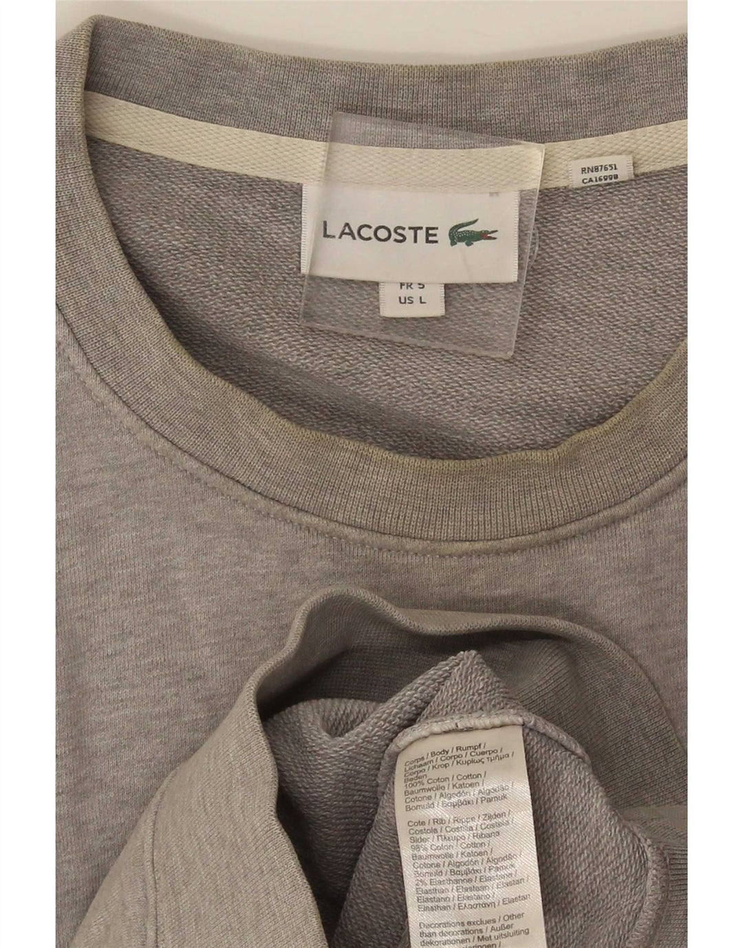 Męska bluza z grafiką Lacoste, rozmiar 5, duża, szara bawełna