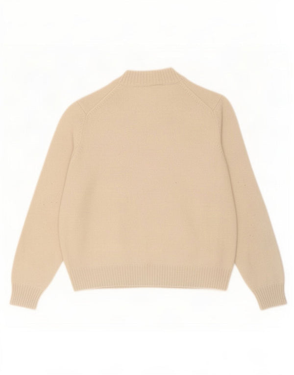 Sweter damski Barbour z golfem UK 14, duży, beżowy, wełna merynosów