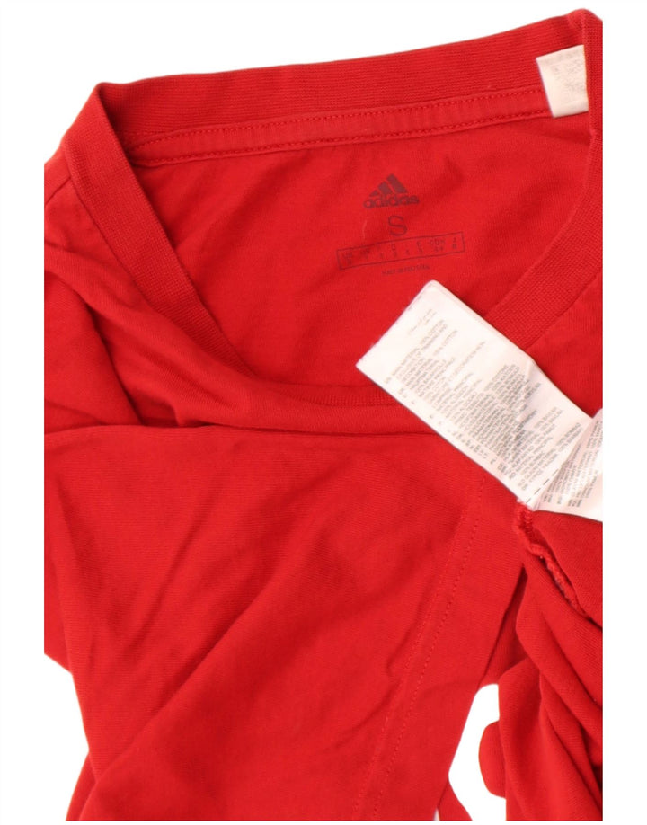 Męska koszulka z grafiką Adidas, mała, czerwona, bawełniana