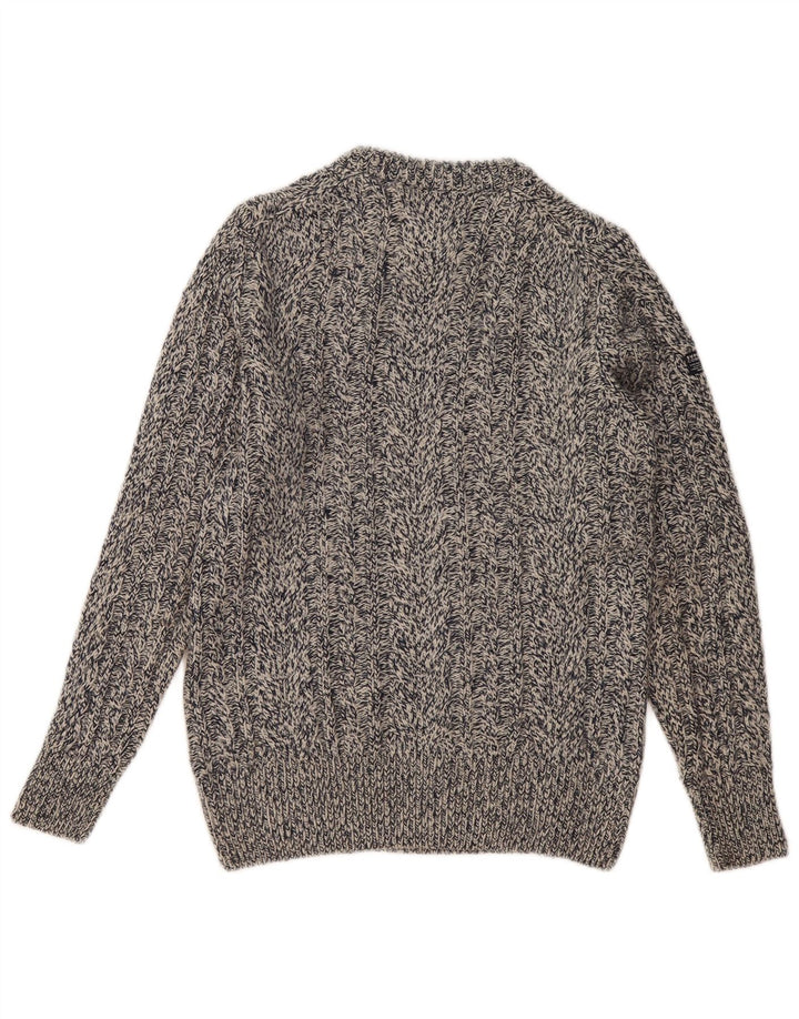 Męski sweter Superdry z okrągłym dekoltem, średni granatowy, wełniany nakrapiany