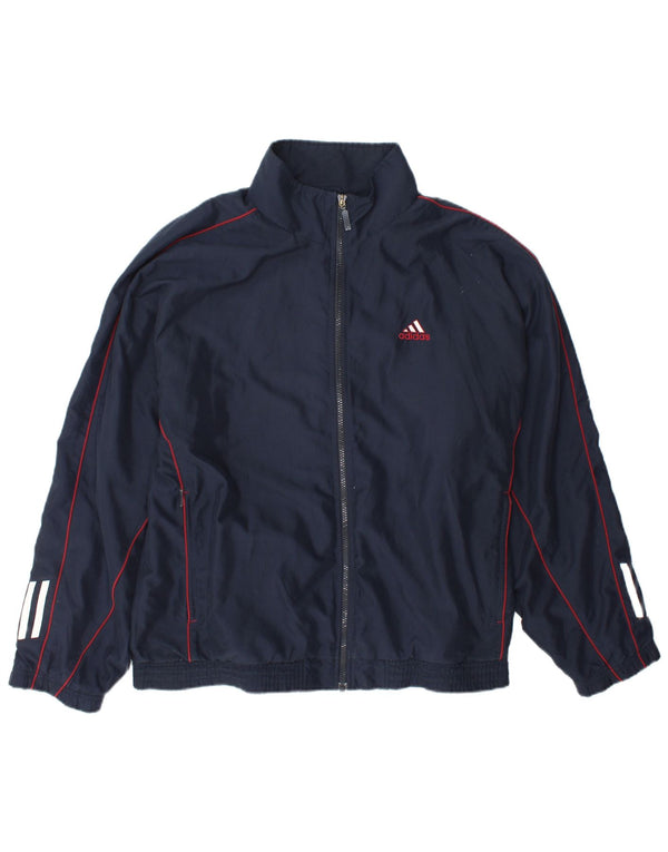 Adidas Męska kurtka dresowa UK 42/44, duża granatowa, poliestrowa