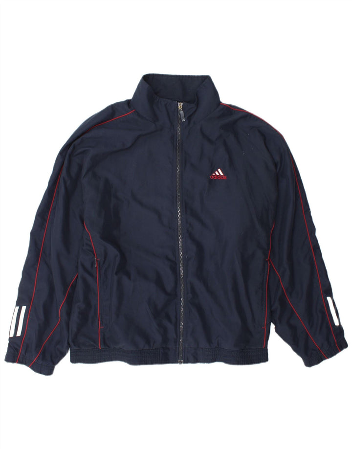 Adidas Męska kurtka dresowa UK 42/44, duża granatowa, poliestrowa