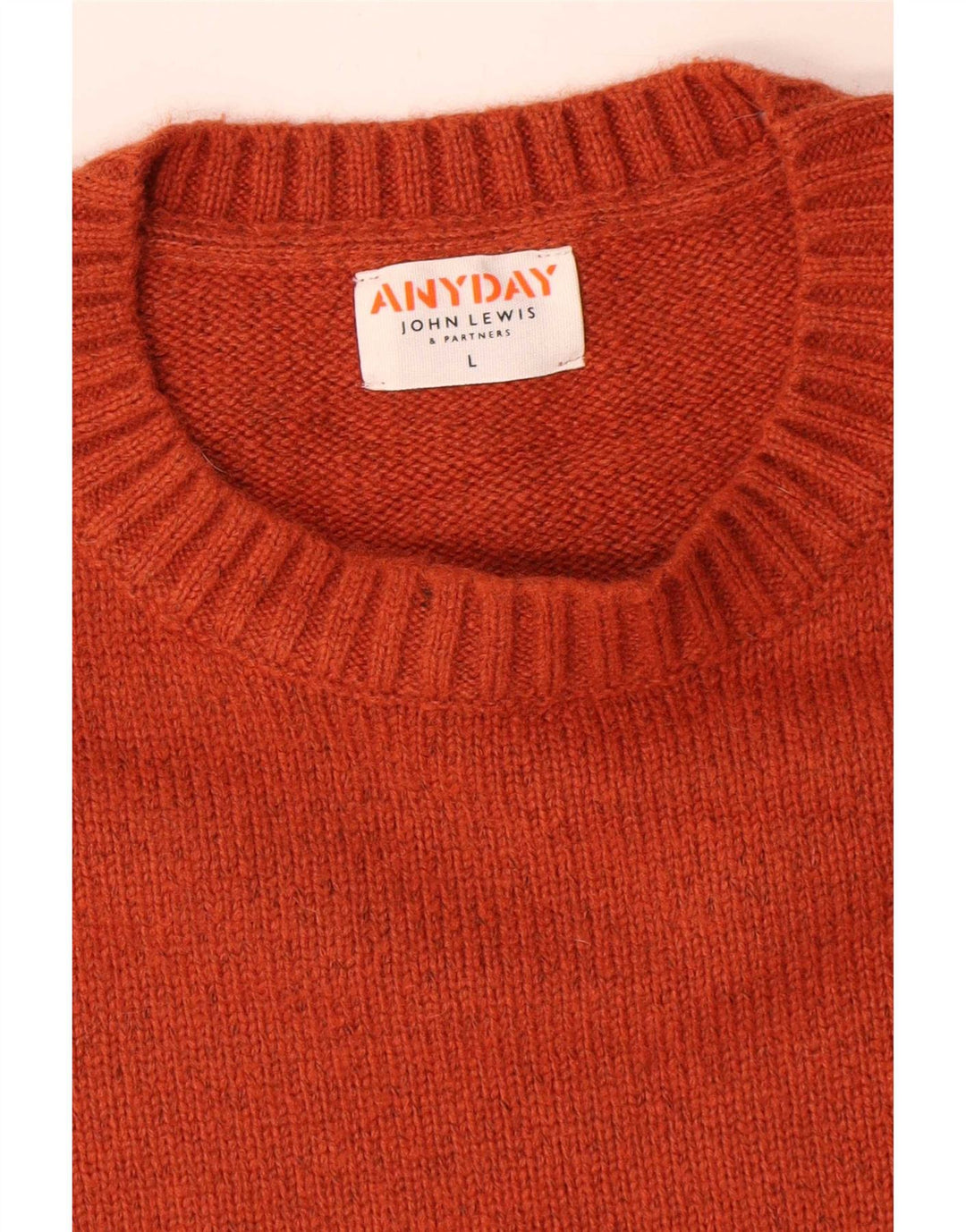 Męski sweter z okrągłym dekoltem John Lewis, duży, pomarańczowy, bawełniany