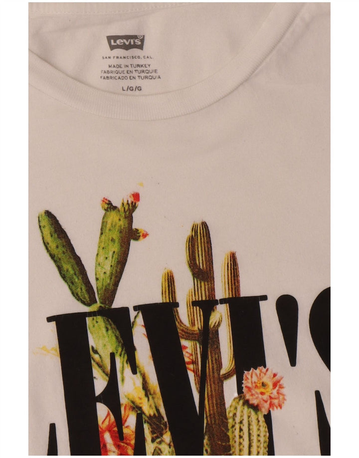Męski T-shirt z grafiką Levi's, duży, biały, bawełniany