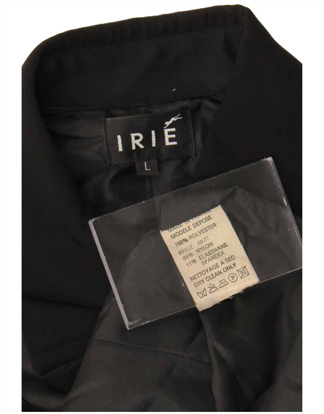 Vintage damska marynarka zapinana na 6 guzików UK 14, duży czarny poliester