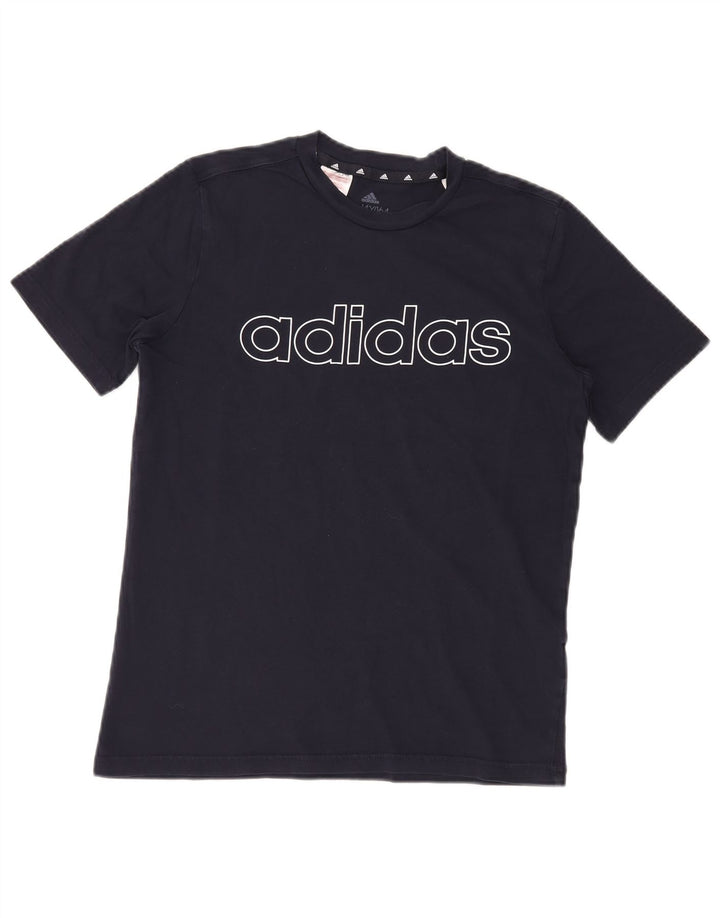 Chłopięcy T-shirt z grafiką ADIDAS, 13-14 lat, granatowa, bawełniana