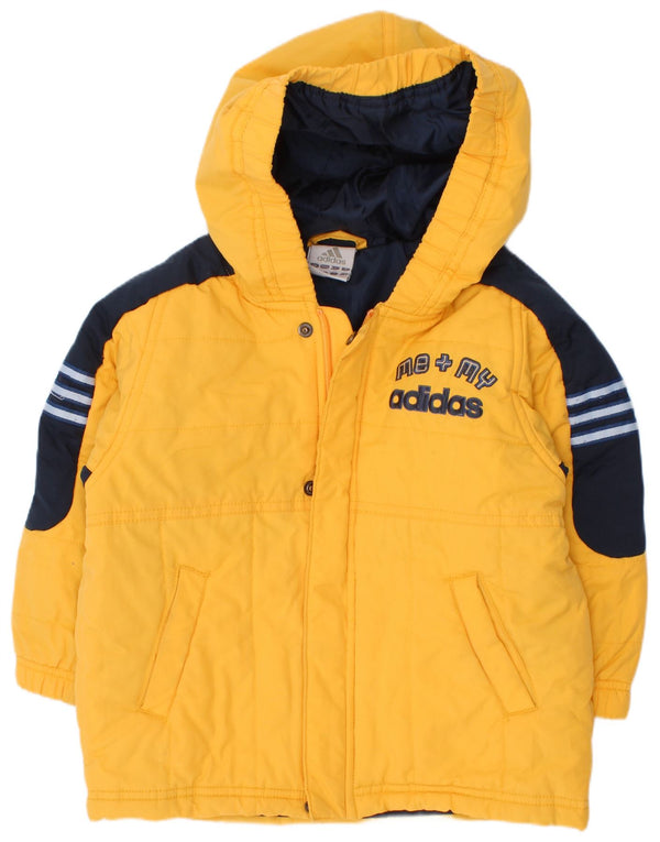 Adidas Baby Boys Graphic Wyściełana kurtka 18-24 miesięcy Żółta, z blokami kolorów