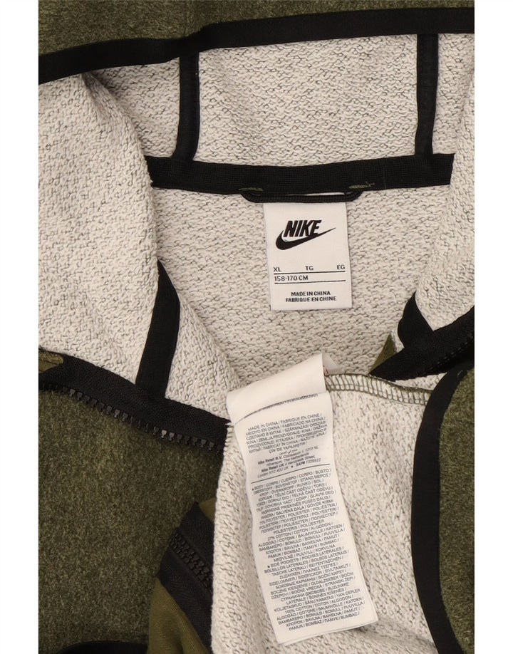 Chłopięcy sweter z kapturem i zamkiem Nike, 13-14 lat, XL, khaki, poliester