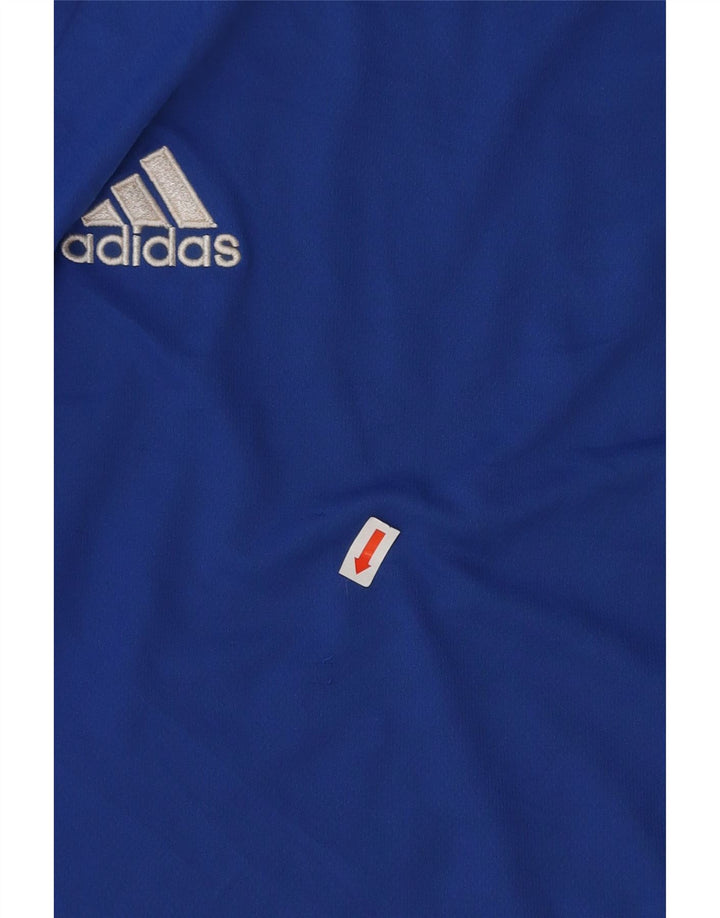 Męski T-shirt ADIDAS Climalite, duży, niebieski, poliester z blokami kolorów