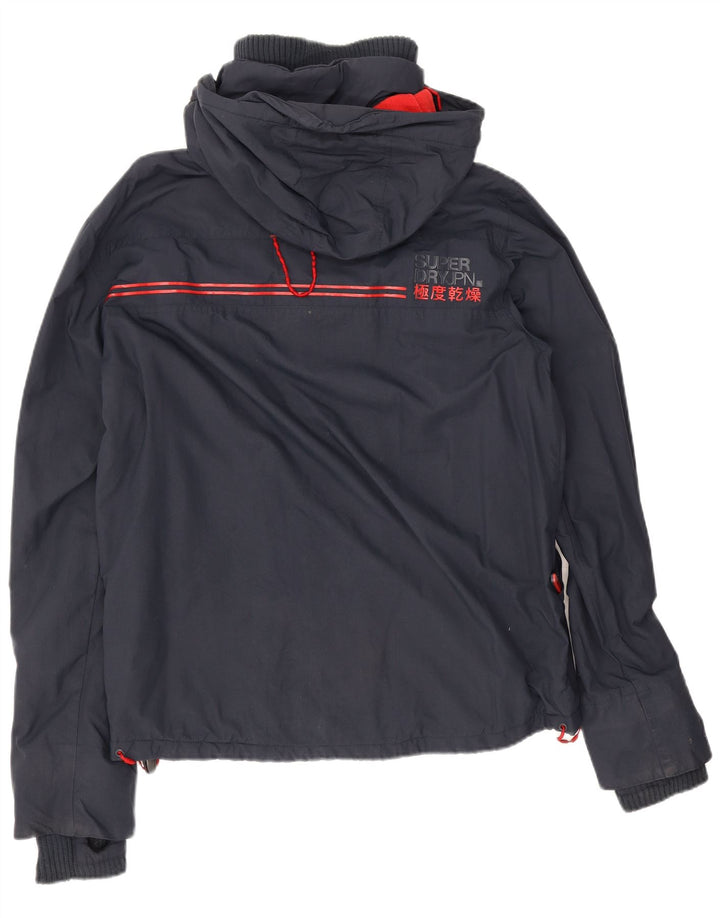 Męska kurtka wiatrówka z kapturem Superdry UK 40, duża granatowa, poliestrowa