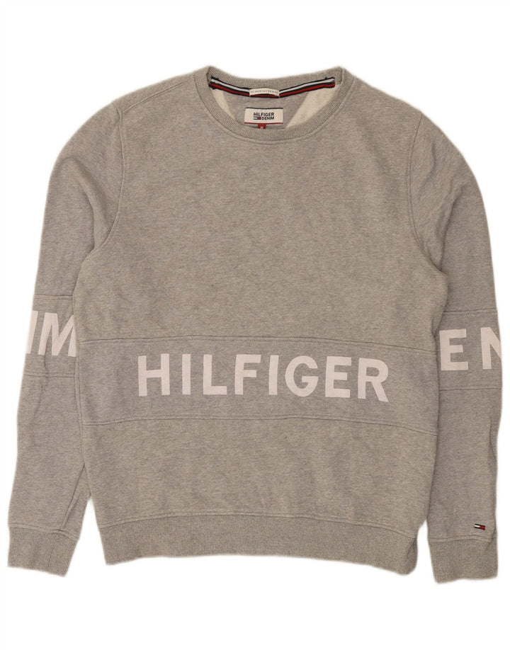 Męska bluza z grafiką Tommy Hilfiger, średnioszara, bawełniana