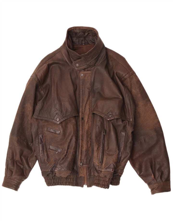 Vintage męska skórzana kurtka UK 42 XL brązowa