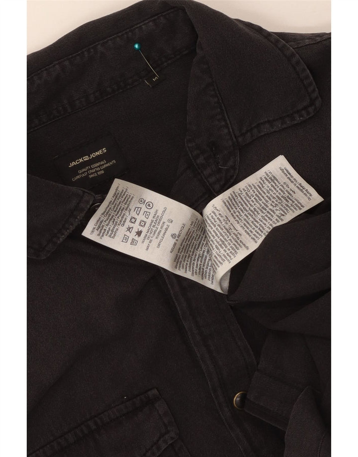 Męska koszula dżinsowa JACK & JONES, średnia czarna, bawełniana