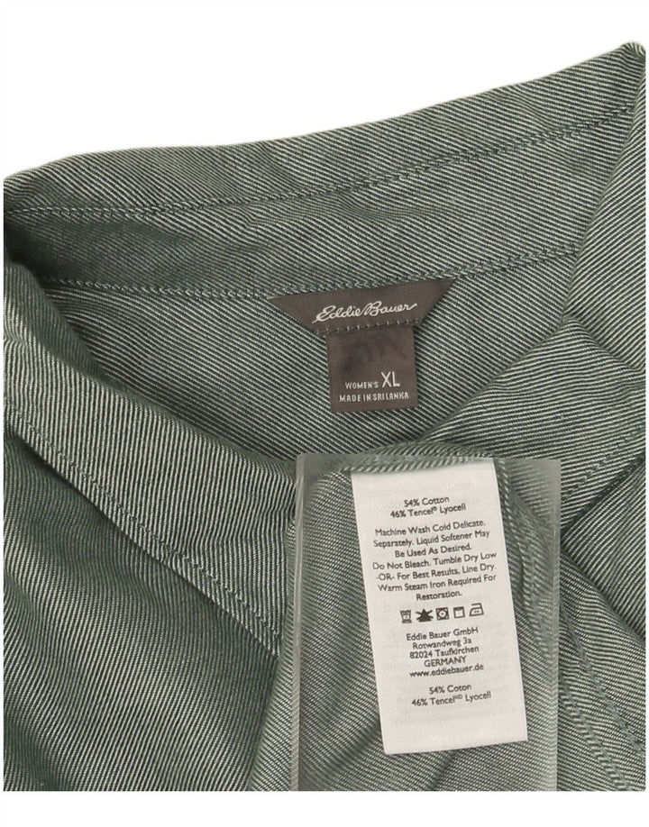 EDDIE BAUER Damska koszula flanelowa oversize UK 18 XL, zielona bawełna