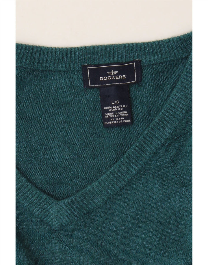 Męski sweter Dockers z dekoltem w kształcie litery V, duży niebieski akryl