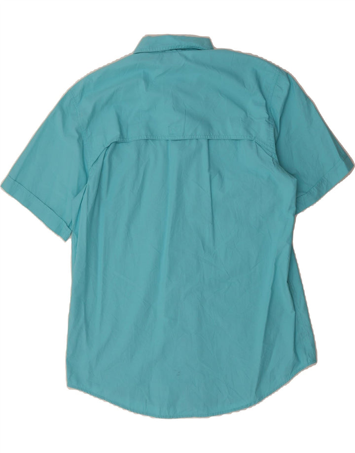 IZOD Mens Short Sleeve Shirt Medium Blue Cotton Vintage Izod and Second-Hand Izod from Messina Hembry 