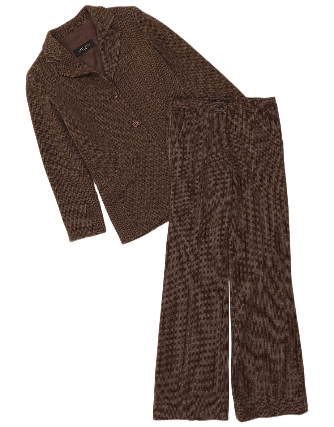 Dwuczęściowy kombinezon damski Max Mara UK 8 Small W28 L33 Brązowy w jodełkę