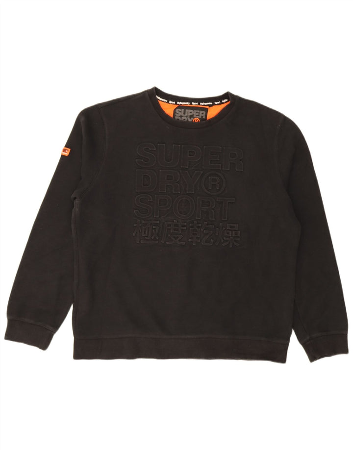 Męski sweter z grafiką Superdry 3XL, czarny, bawełniany