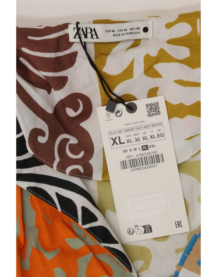Damska sukienka maxi Zara UK 18 XL Wielokolorowa patchworkowa bawełna