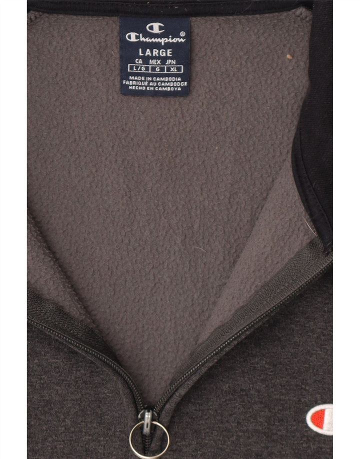 CHAMPION Mens Graphic Tracksuit Top Jacket Large Grey Colourblock Vintage Champion and Second-Hand Champion from Messina Hembry 