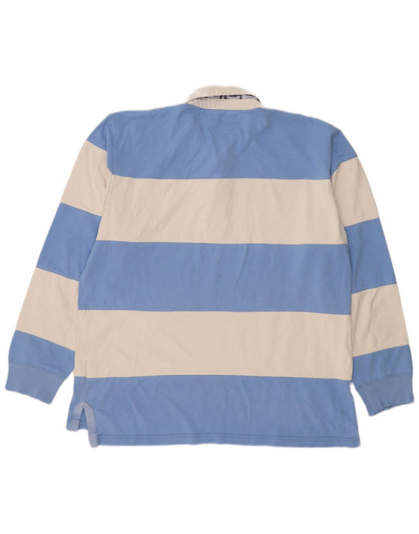 Męska koszulka polo do rugby Tommy Hilfiger z długim rękawem, 2XL, niebieska, bawełniana w paski