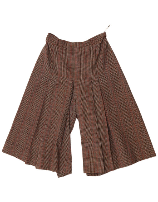 Vintage damskie spodnie Capri z wysokim stanem IT 40 Small W28 L18 brązowa kratka