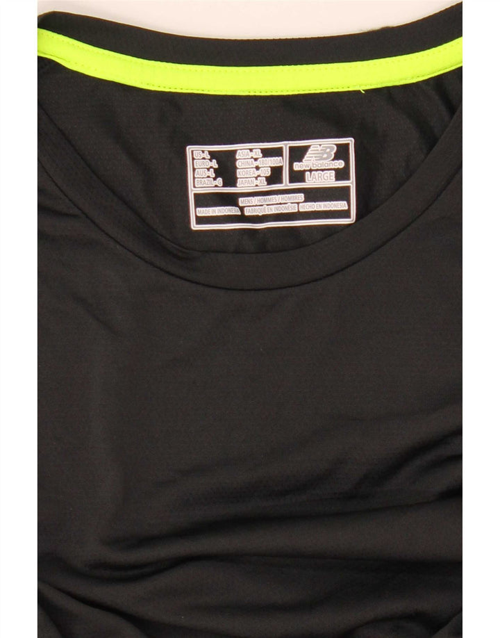 Męski top New Balance z długim rękawem, duży, czarny, z blokami kolorów