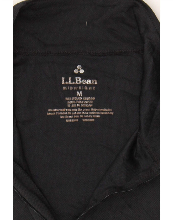 L.L.Bean Męski top z zamkiem i długim rękawem, średni czarny poliester