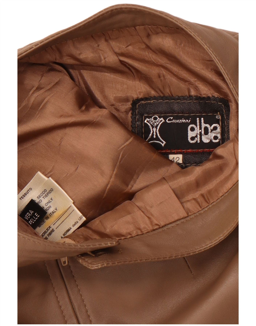 Damska skórzana spódnica z wysokim stanem VINTAGE IT 42 Medium W26 Brązowa skóra