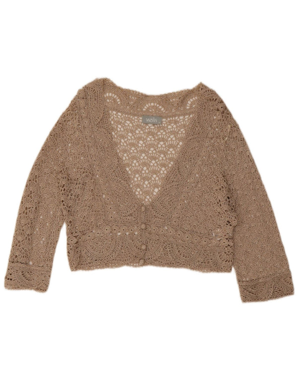 Damski kardigan Wallis Crochet Crochet UK 12 Średni Beżowy Kwiatowy Wiskoza