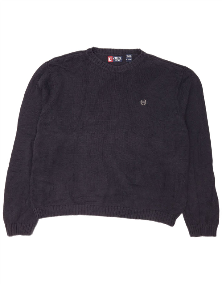 Męski sweter z wycięciem pod szyją Chaps 2XL Granatowa bawełna