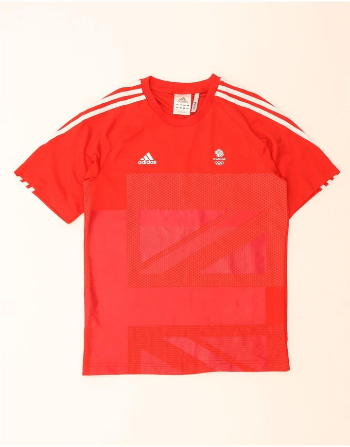 Męski T-shirt z grafiką ADIDAS Team GB, mały, czerwony poliester