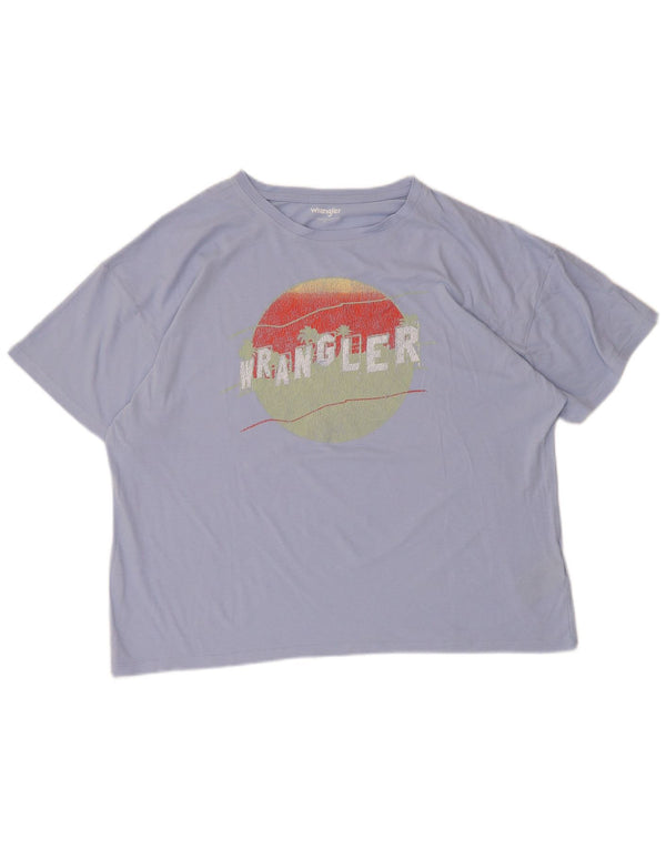 Damska koszulka oversize z grafiką Wrangler Top UK 10 Small, niebieska bawełniana