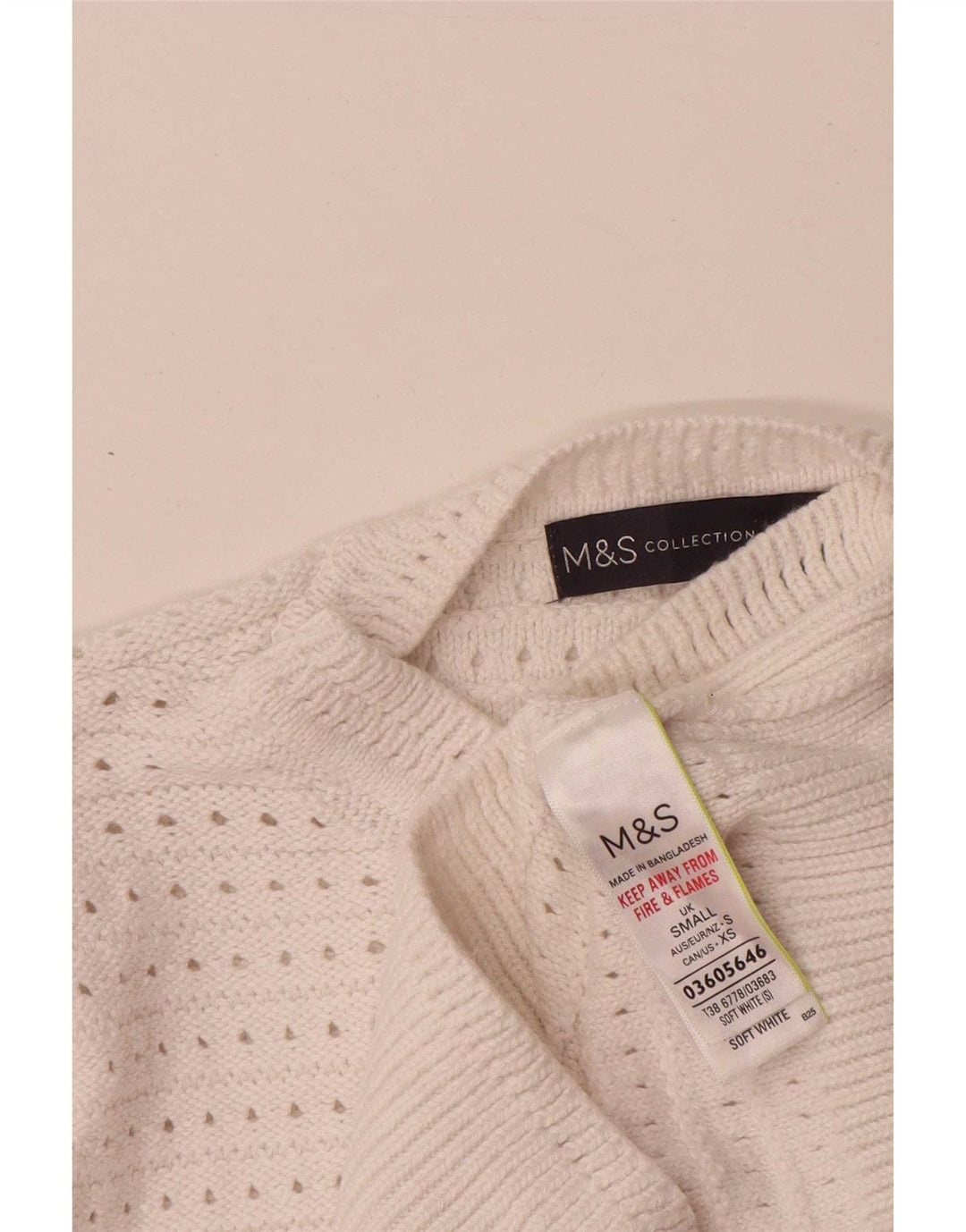 Marks & Spencer Damski sweter z okrągłym dekoltem, UK 10, mały, biały