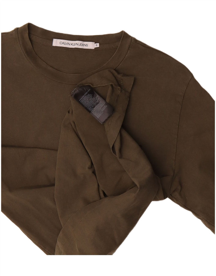 CALVIN KLEIN JEANS Męski top z długim rękawem, mały, bawełniany khaki