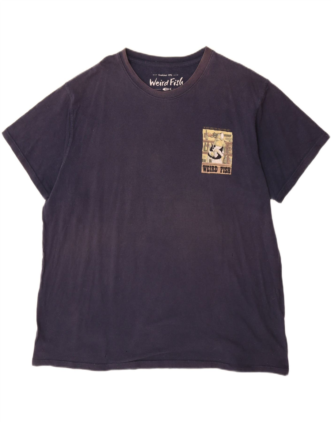 Męska koszulka graficzna WEIRD FISH Top 3XL, granatowa, bawełniana