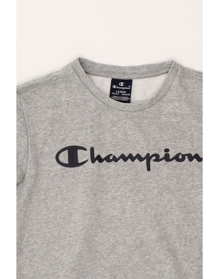 CHAMPION Boys Graphic Sweatshirt Jumper 11-12 Years Grey Cotton Vintage Champion and Second-Hand Champion from Messina Hembry 