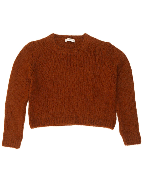 Damski sweter Zara Crop Boat Neck Sweter UK 14 Średni brązowy akryl