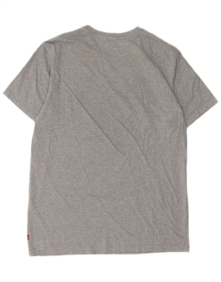 Męska koszulka z grafiką Levi's, średnia, szara, bawełniana nakrapiana