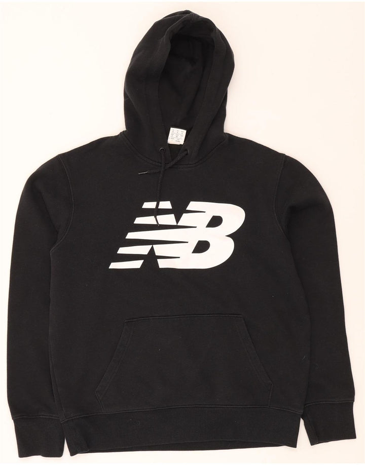 NEW BALANCE Mens Graphic Hoodie Jumper Medium Black Vintage New Balance and Second-Hand New Balance from Messina Hembry 