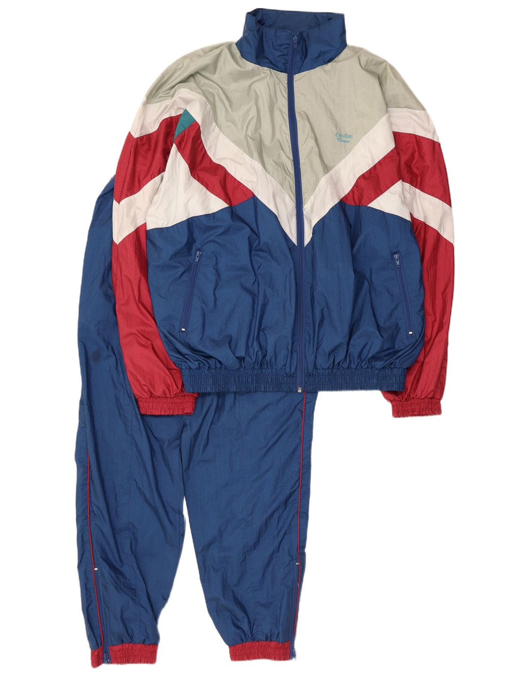 Vintage męski, oversize'owy, pełny dres, w kolorze średniego granatu