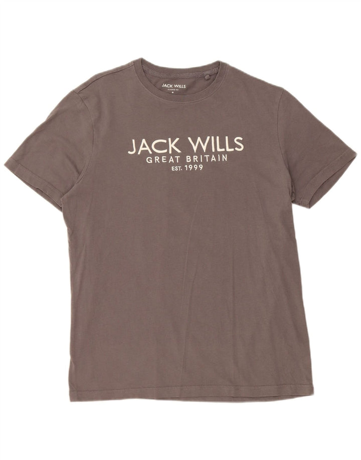 Męski T-shirt z grafiką JACK WILLS o klasycznym kroju, średnioszary