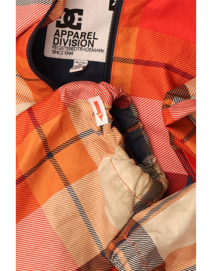 Męska kurtka wiatrówka DC z kapturem UK 42 XL, wielobarwna, poliester w kratę