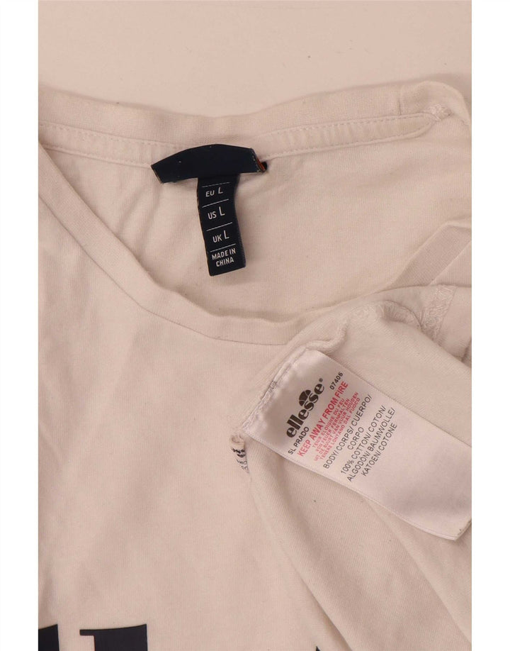 Męski T-shirt z grafiką Ellesse, duży, biały, bawełniany