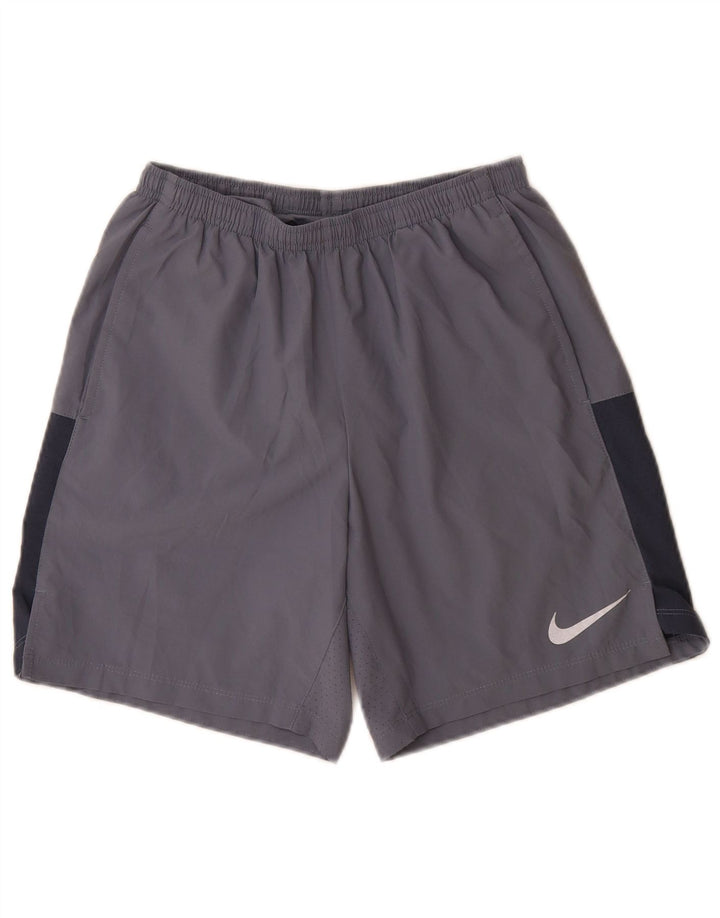Męskie spodenki sportowe Nike Dri Fit, mały, szary poliester z blokami kolorów